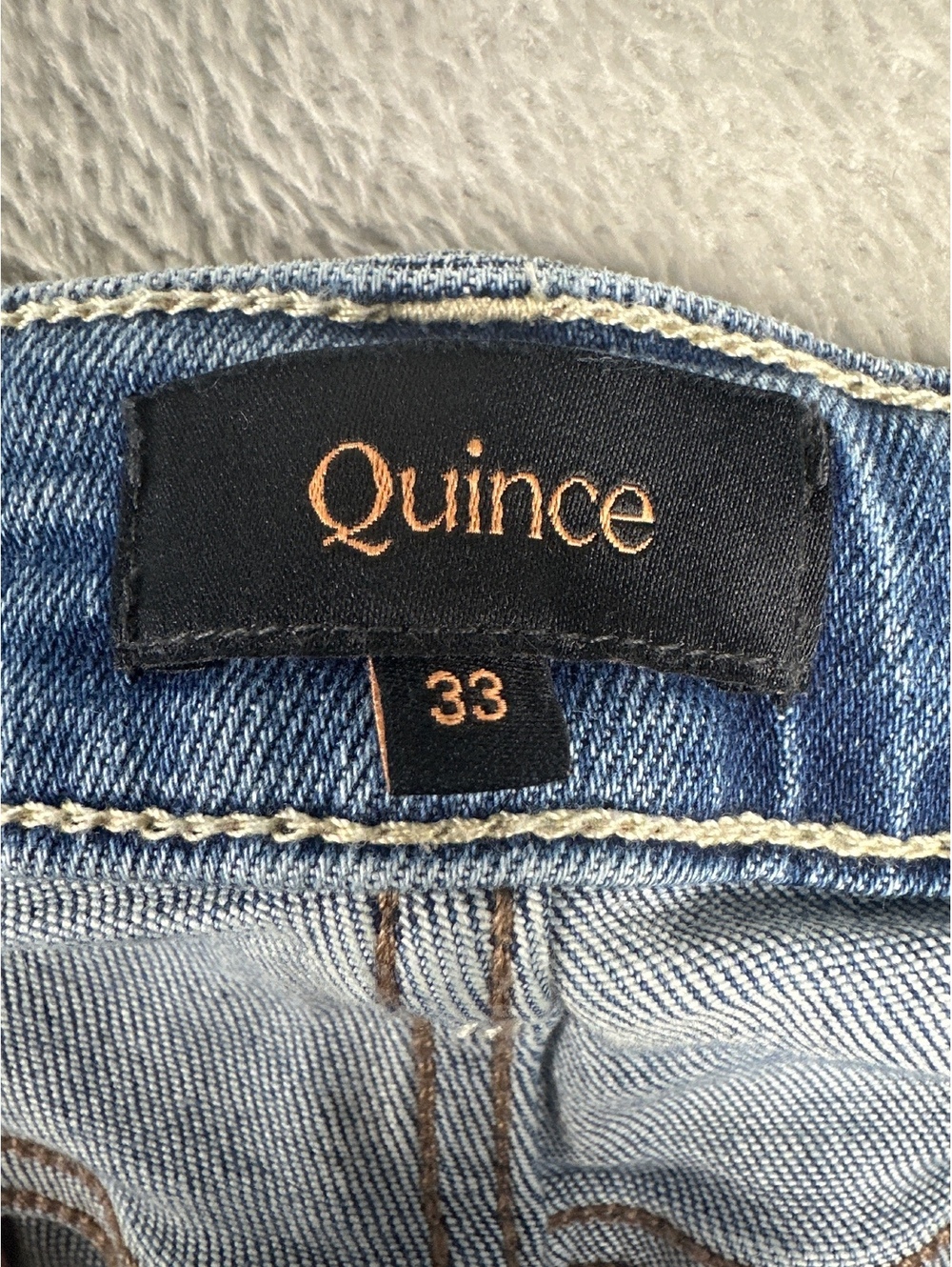 Quince Bella Stretch Wide Leg Jeans Womens 33 High Rise Twilight Blue Fray Plus - Picture 3 of 10